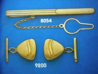 juego gemelos alfiler corbata oro plata
